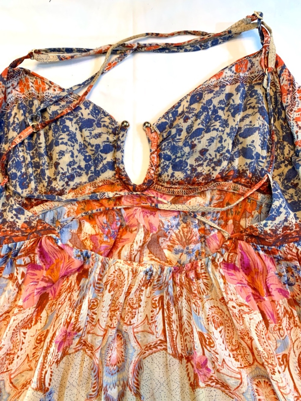 Free People Intimately “Give A Little” bohemian maxi slip dress in Cream combo-S - Picture 11 of 14